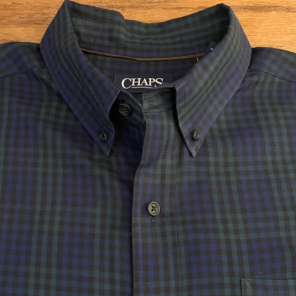 CHAPS LS Easy Care Twill Cotton/Poly Muted Plaid Shirt